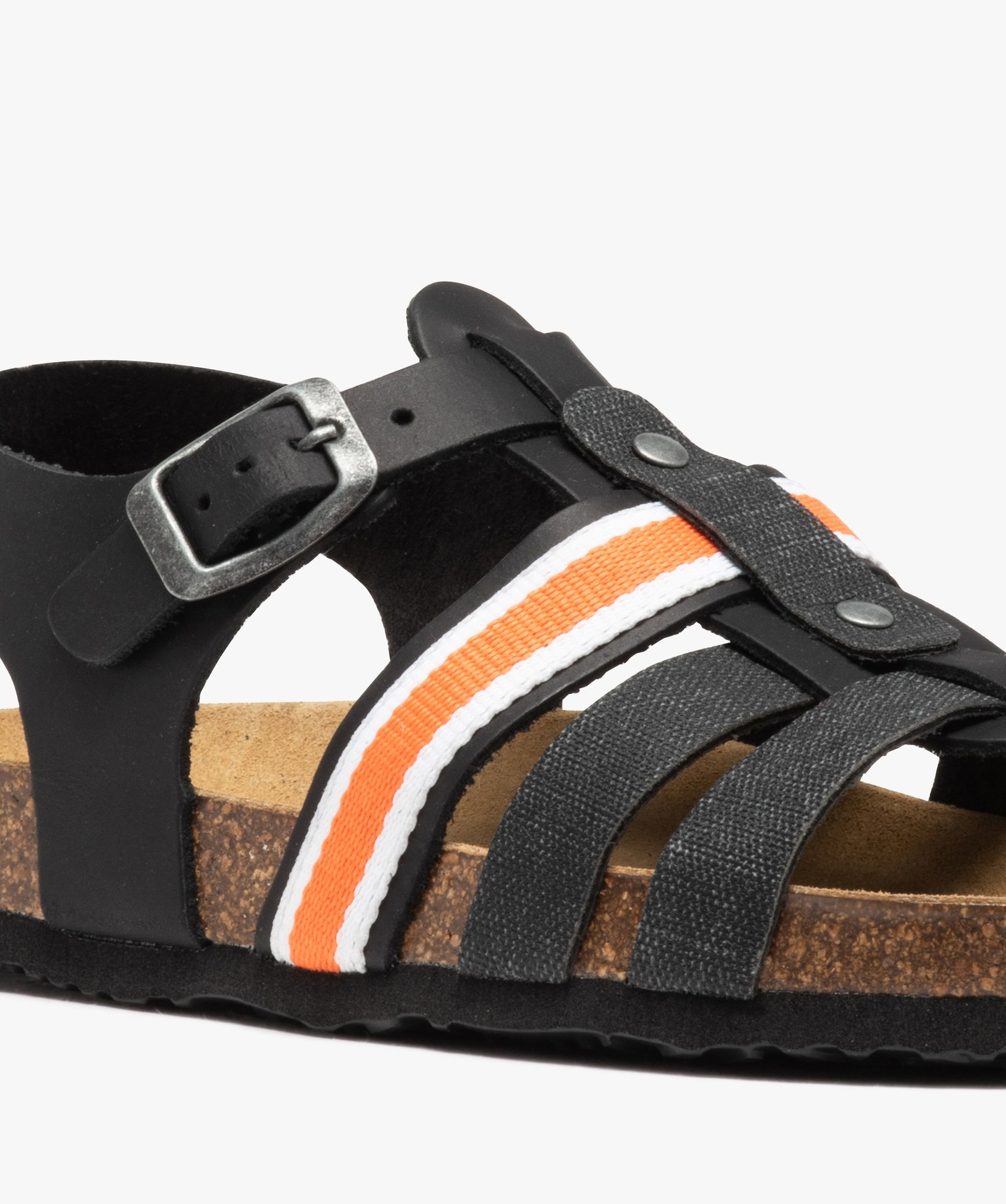 Sandales Garçon à semelle liège et brides colorées noir | GEMO