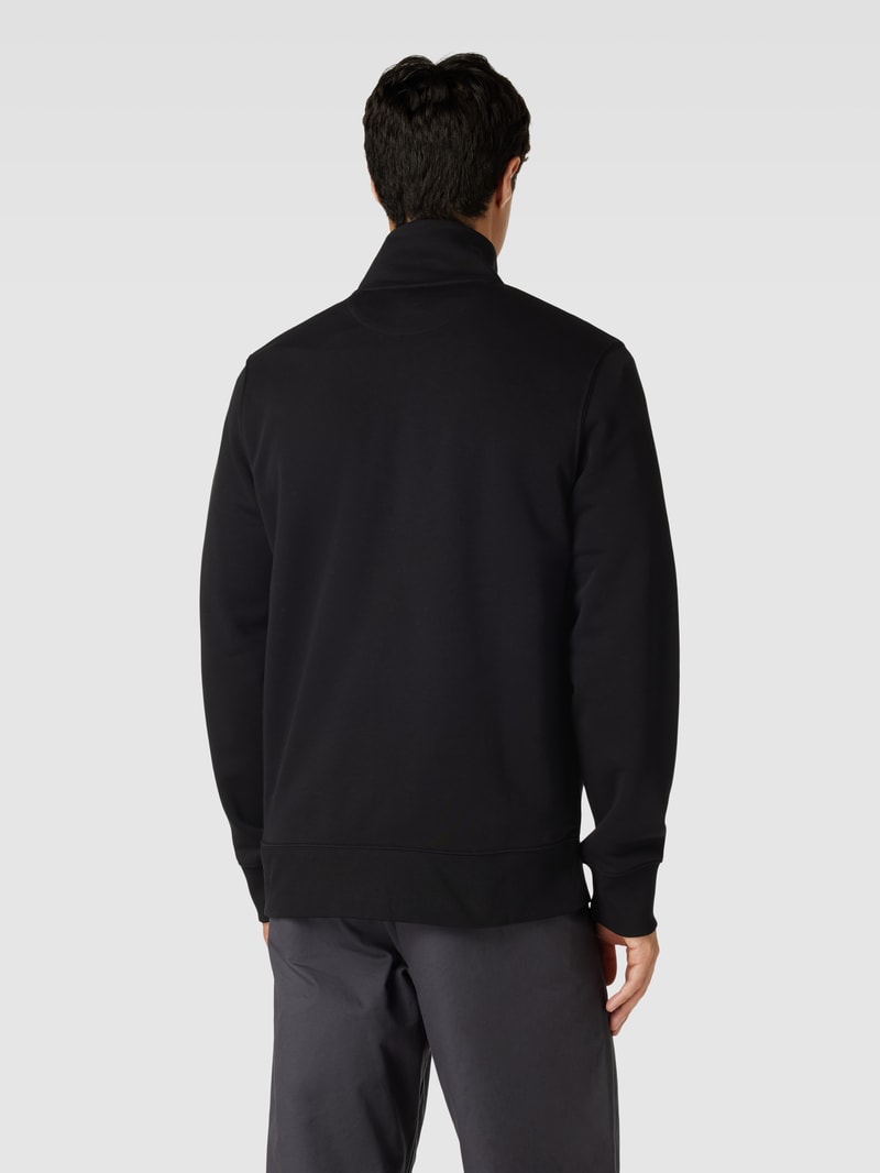 Regular Fit Sweatjacke mit Label-Stitching in schwarz
