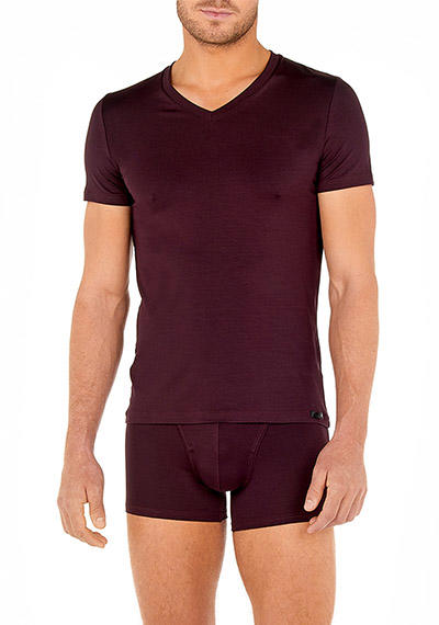 HOM, T-Shirt, Tencel-Stretch, bordeaux