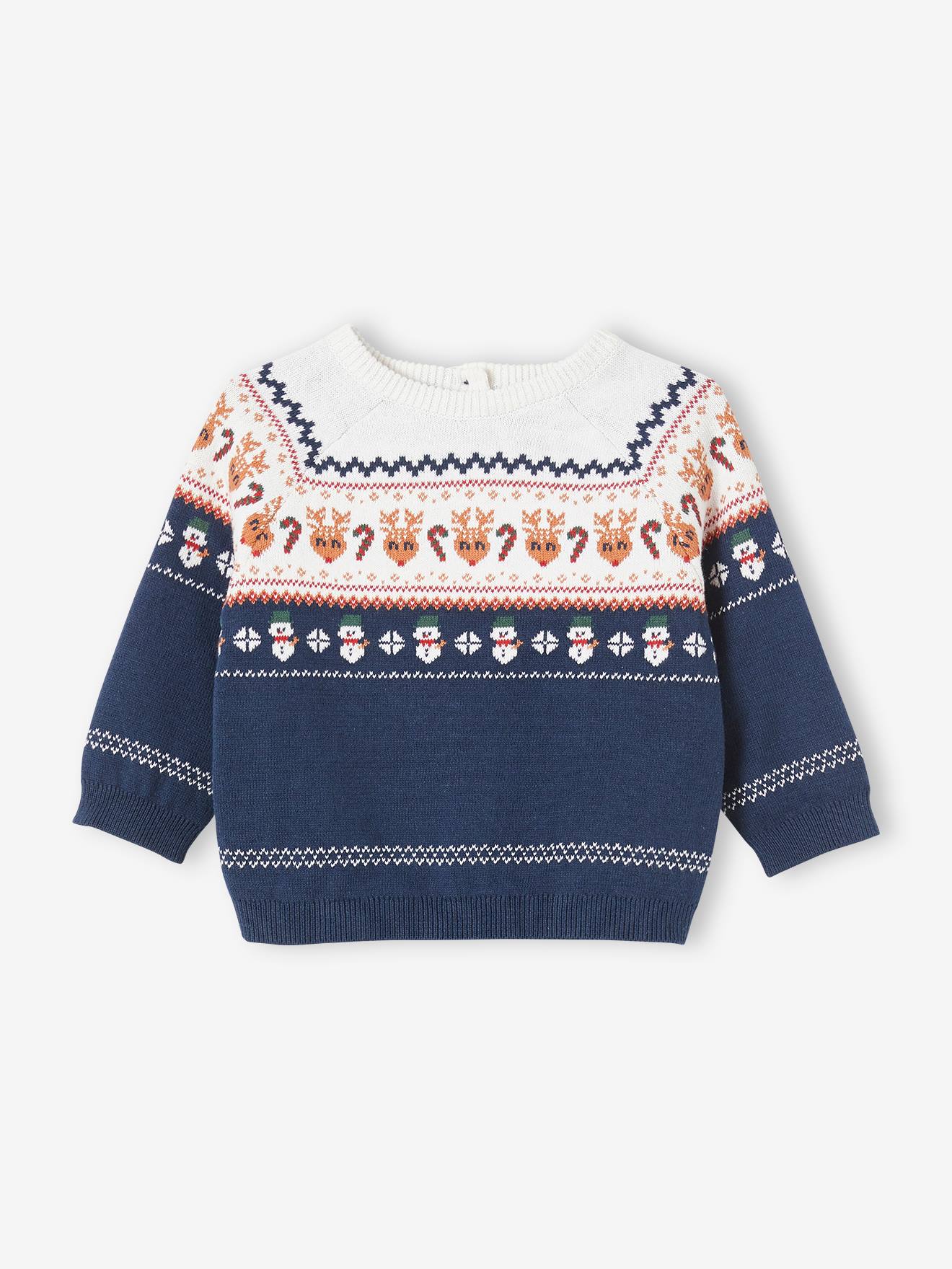 Vertbaudet Baby Weihnachtspullover, Jacquardstrick Oeko-Tex - marine