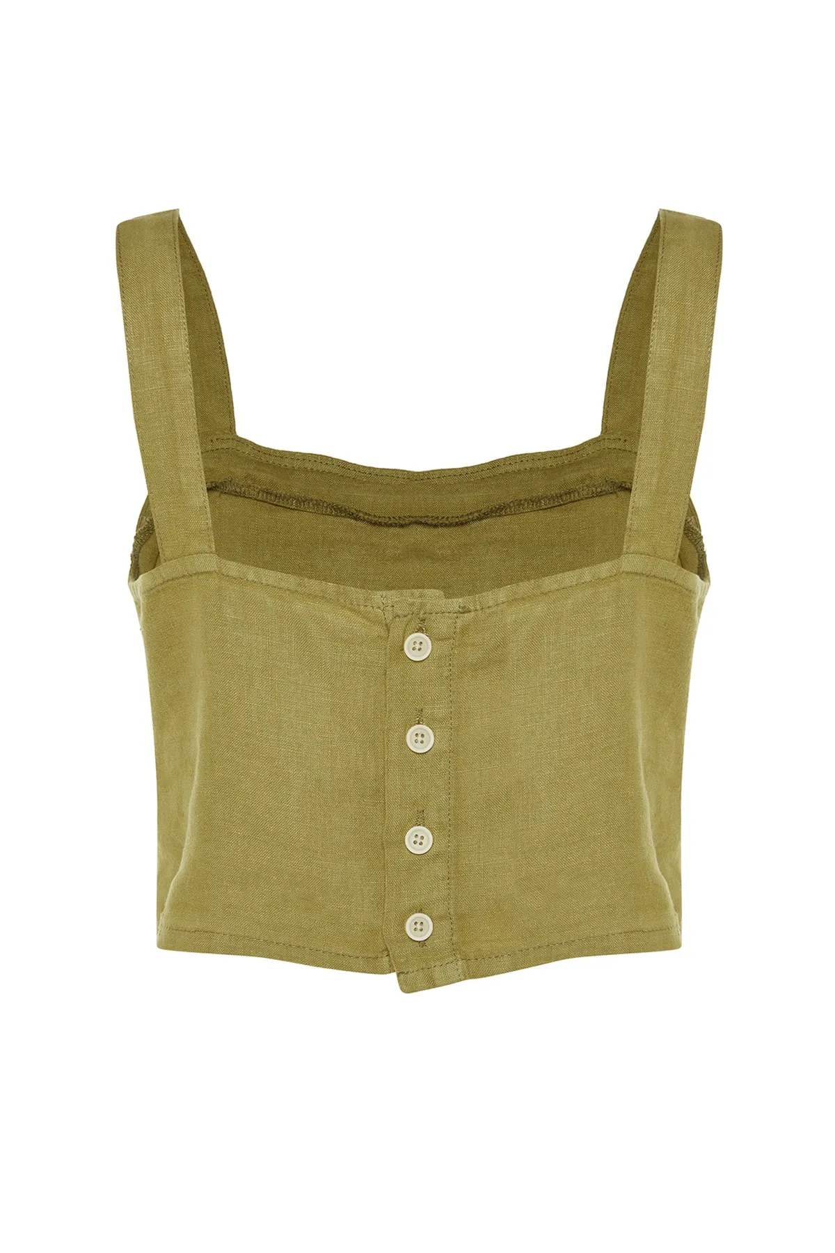 Trendyol Collection  Ölgrünes Bustier aus 100 % Leinen