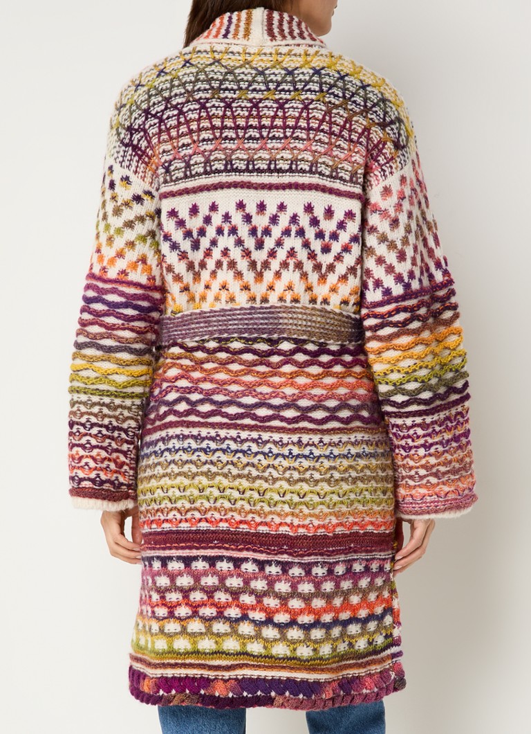 Benetton  Grofgebreid vest in wolblend met strikceintuur