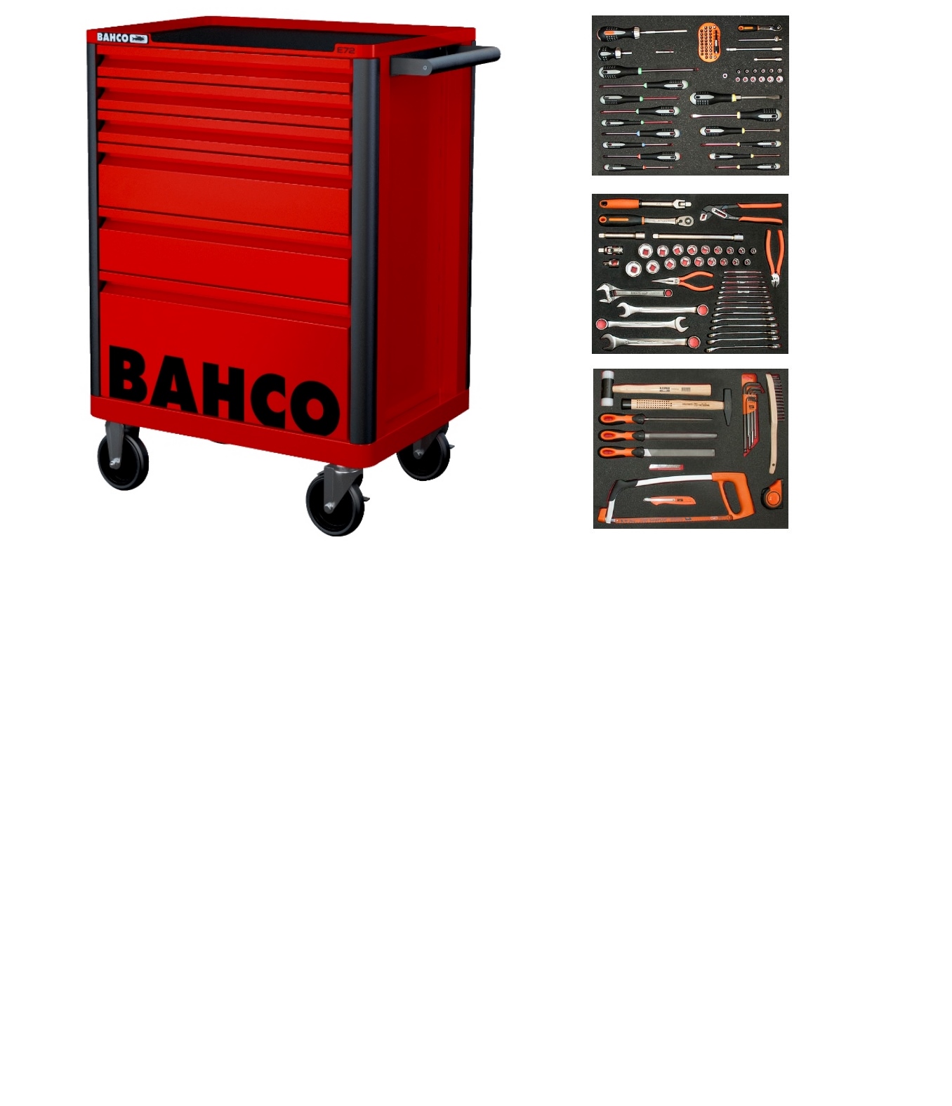 Bahco 1472K6RED-FULL3 Cărucior scule roșu 130 piese