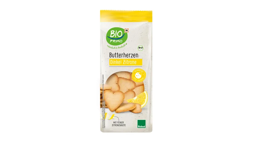 BIO PRIMO Bioland-Dinkel Zitronen Butterherzen 150 g