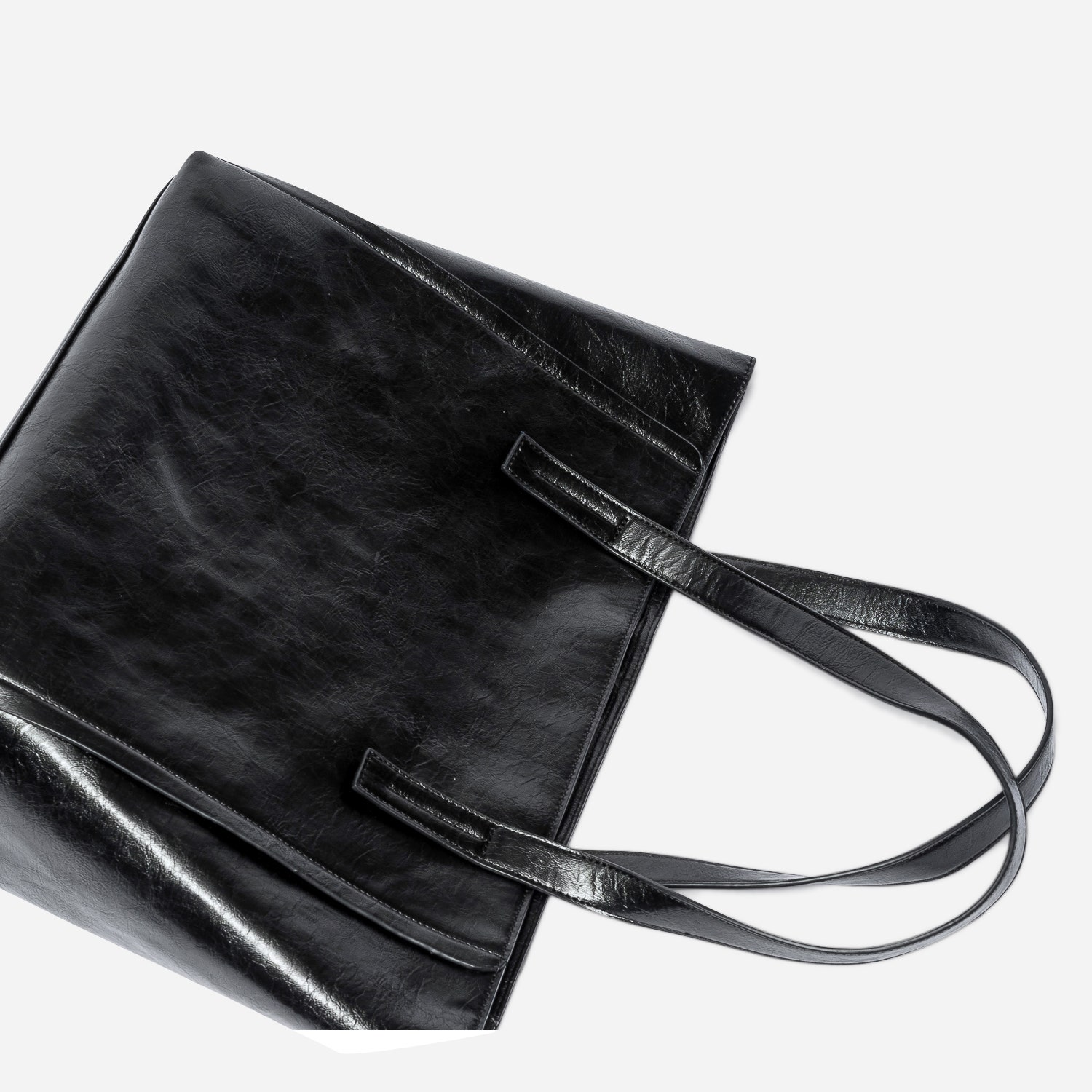 Sac cabas TEXTO noir glacé