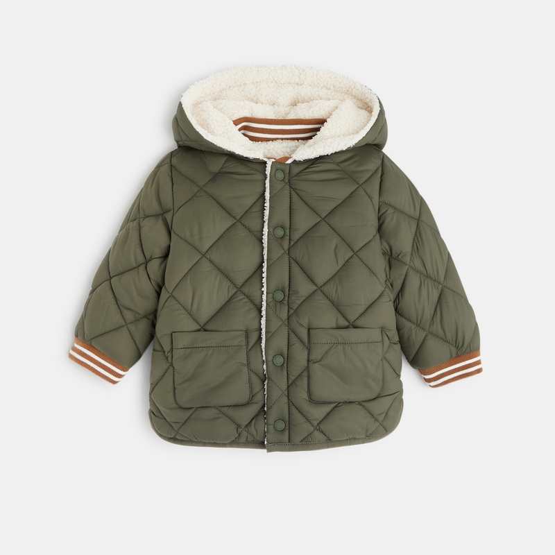 Manteau de ville réversible matelassée vert bébé garçon