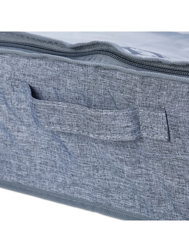 relaxdays 3 x Unterbettkommode in Grau/ Transparent - (B)100 x (H)14 x (T)45 cm günstig kaufen onesize