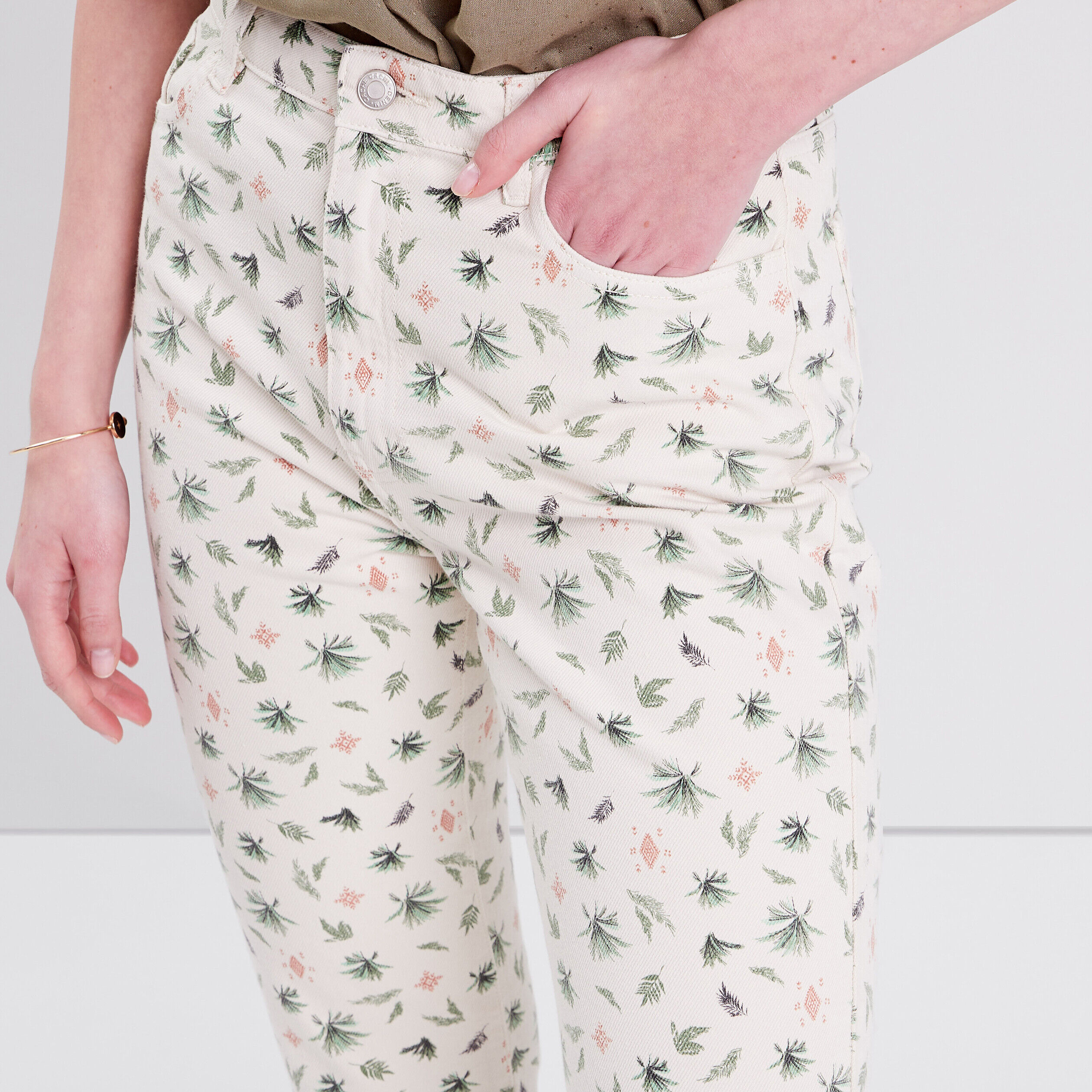 Jeans regular taille haute beige femme | Cache Cache