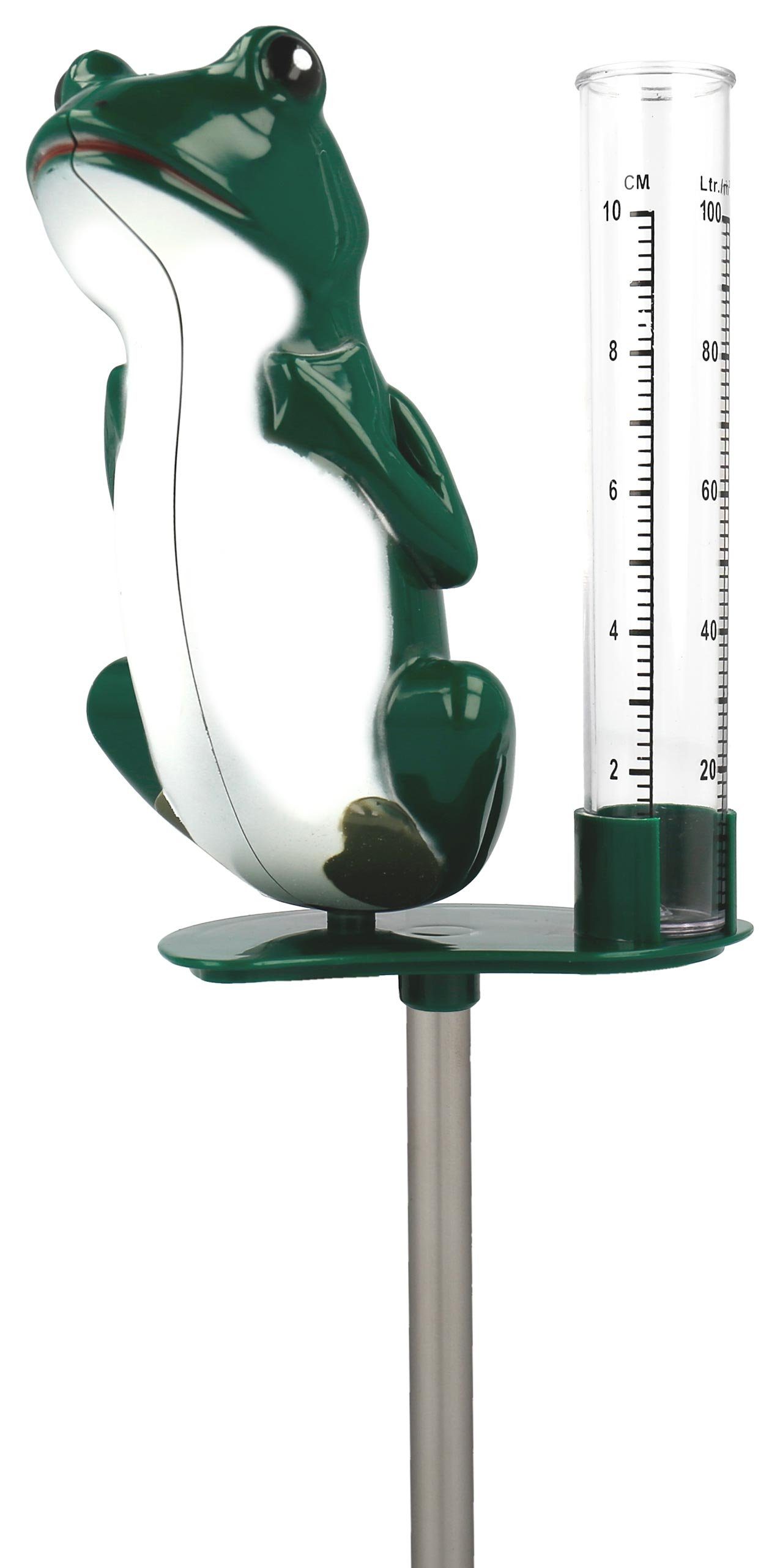 Lantelme Regenmesser Frosch und Gartenthermometer Sonne Regenmesser (Metall Erdspieße, inkl. 2x 40cm Erdspieß Metall)