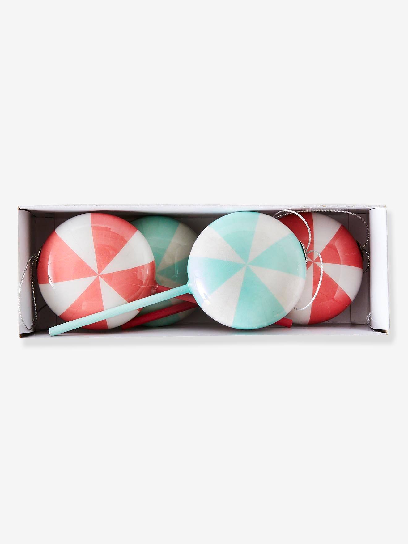 Les 4 décorations Candy à suspendre rouge