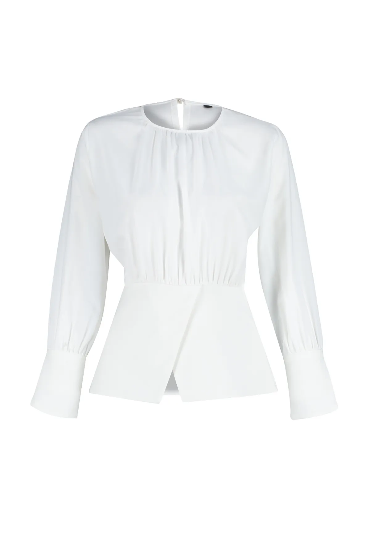 Trendyol Modest  Ecrufarbene, zweireihige, gewebte Tunika mit Schlitz und detailliertem Schnitt TCTSS24UK00000
