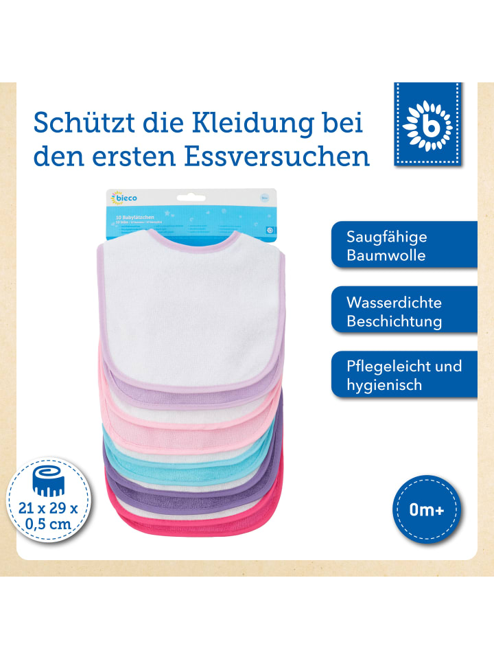 Bieco Spielwaren Baby Lätzchen 10er Pack abwaschbar - ab Geburt in Mehrfarbig günstig kaufen onesize