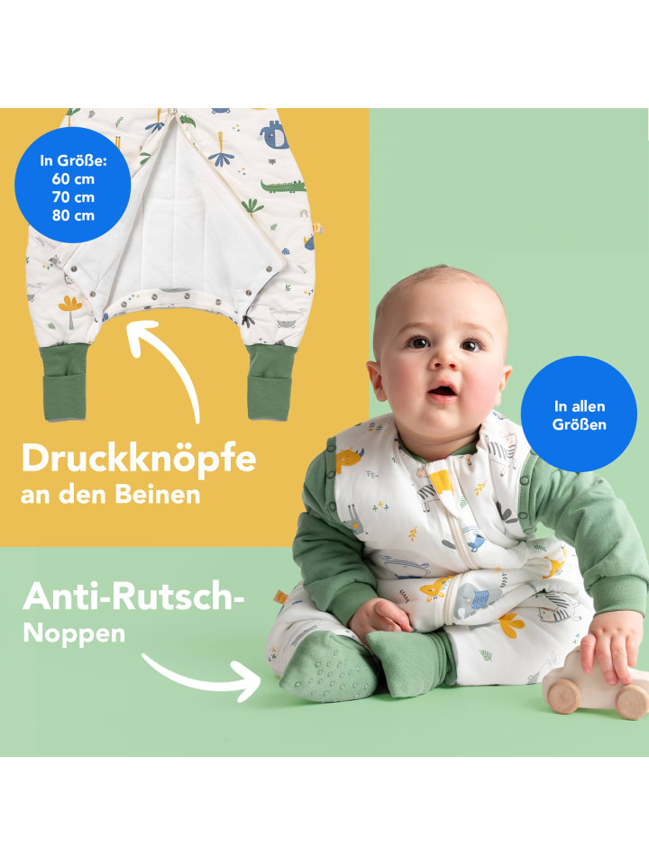 Schlummersack Schlafsack mit Füßen und umklappbaren Bündchen, 2.5 TOG in Dunkelgrün günstig kaufen