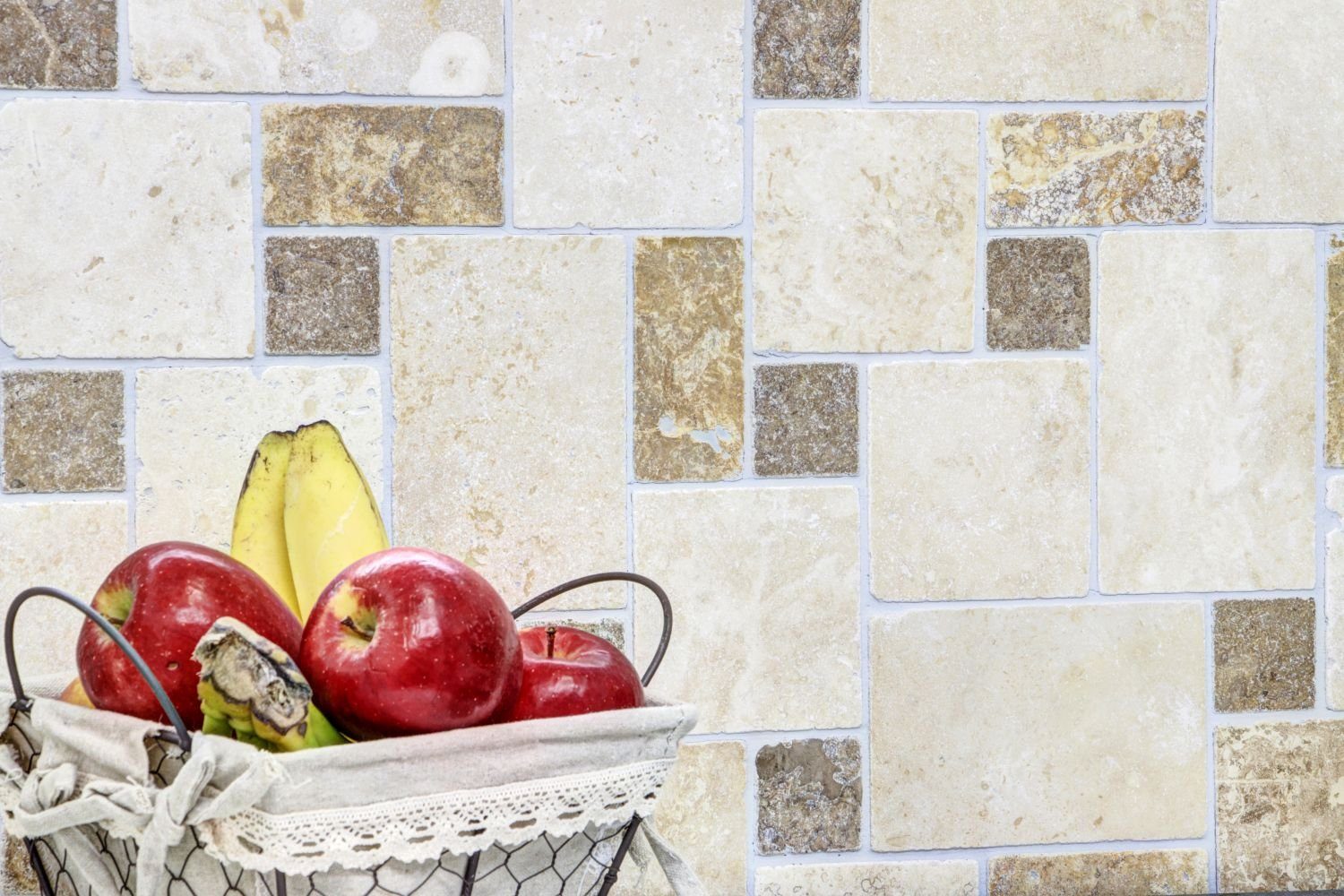 Mosani Mosaikfliesen Travertin Mosaikfliesen Terrasse Wand Boden Naturstein beige braun