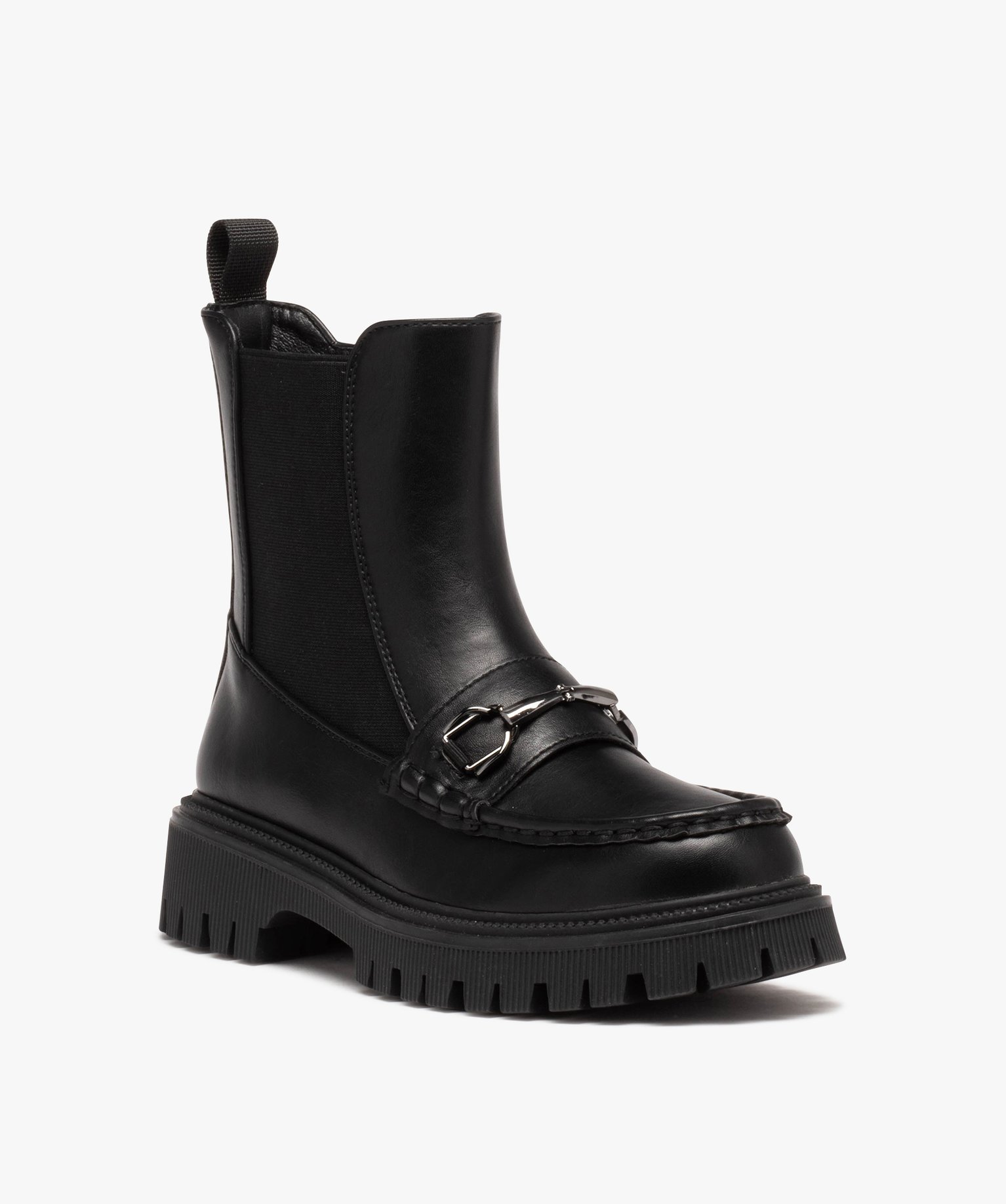 Boots femme à semelle crantée look mocassins femme noir | GEMO