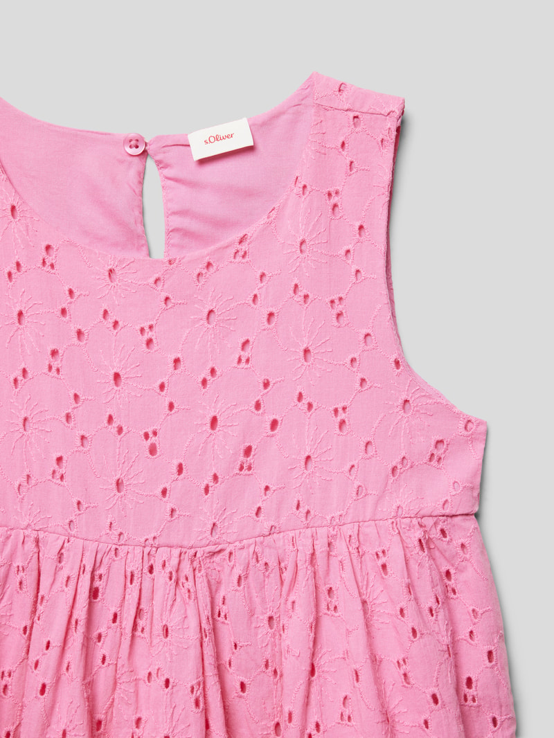 Kleid mit Lochstickerei in pink