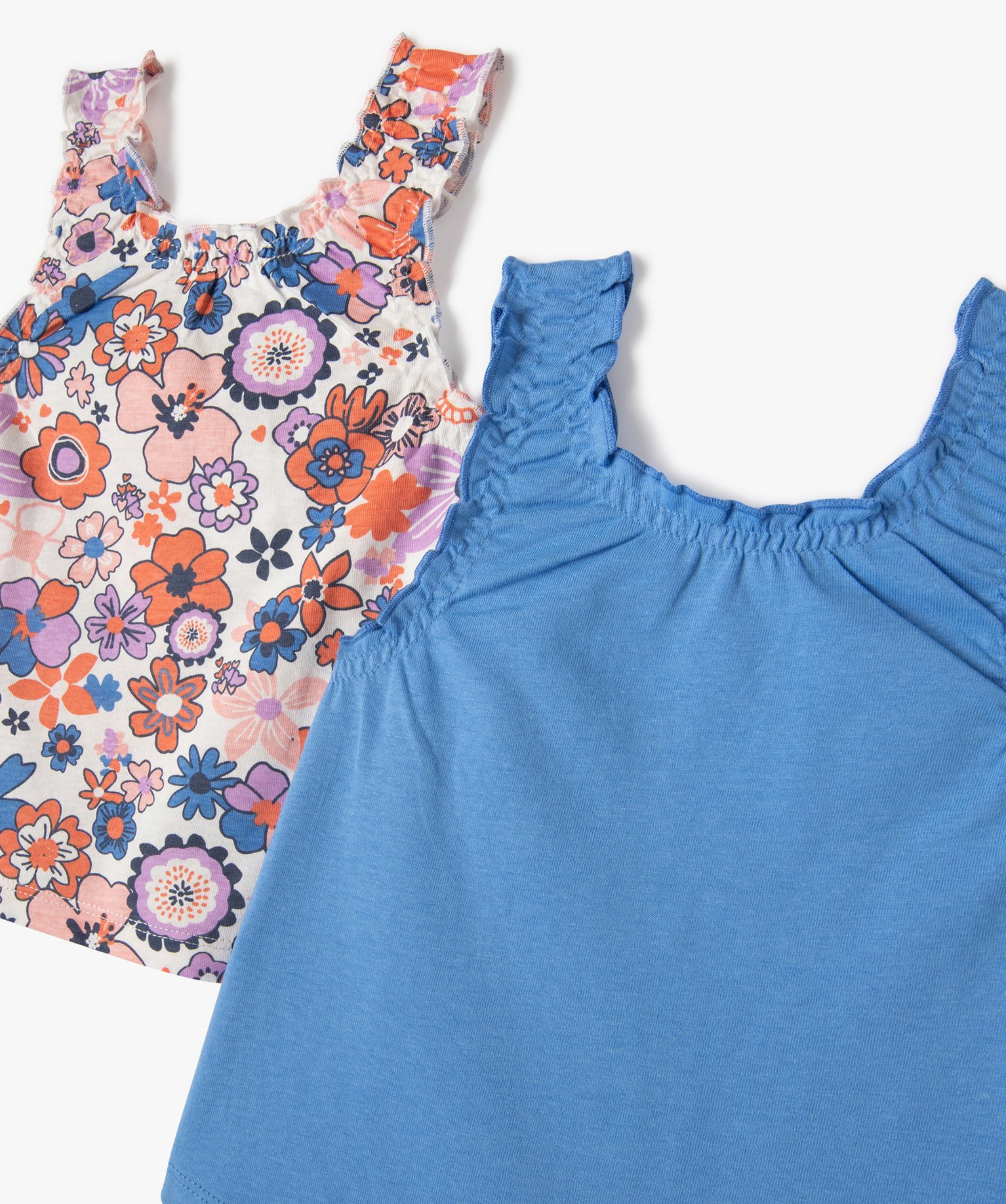 Débardeur bébé fille imprimé finition troncée (lot de 2) bleu | GEMO