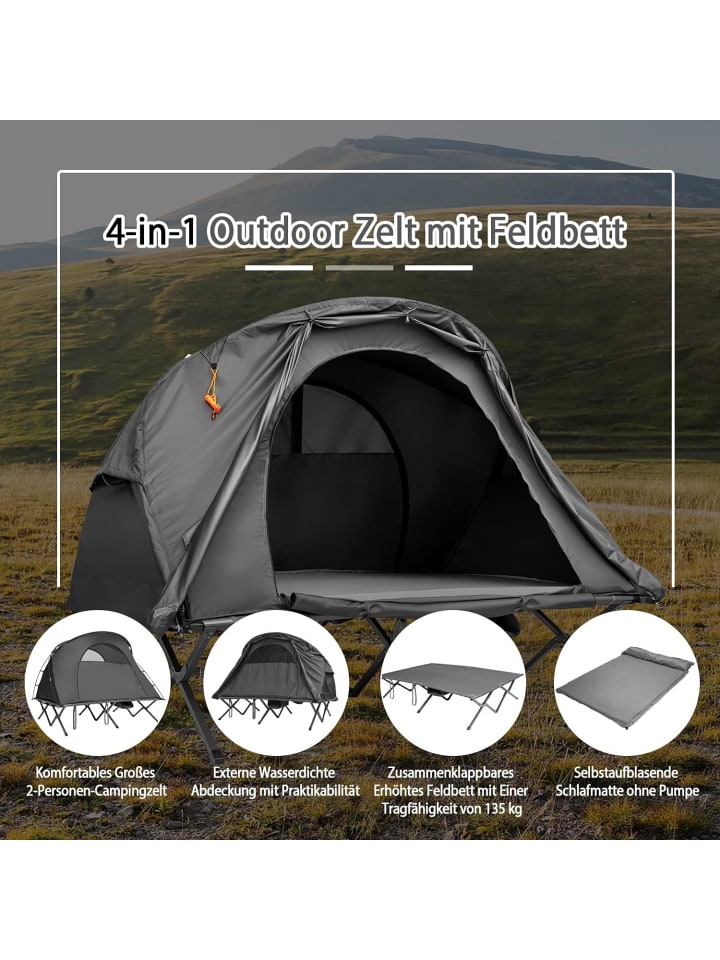 COSTWAY 4in1 Campingzelt für 1-2 Personen in Grau günstig kaufen onesize