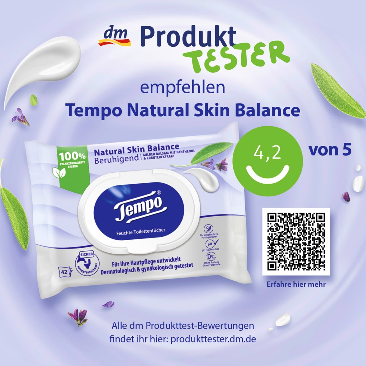 Feuchtes Toilettenpapier Natural Skin Balance, 42 St