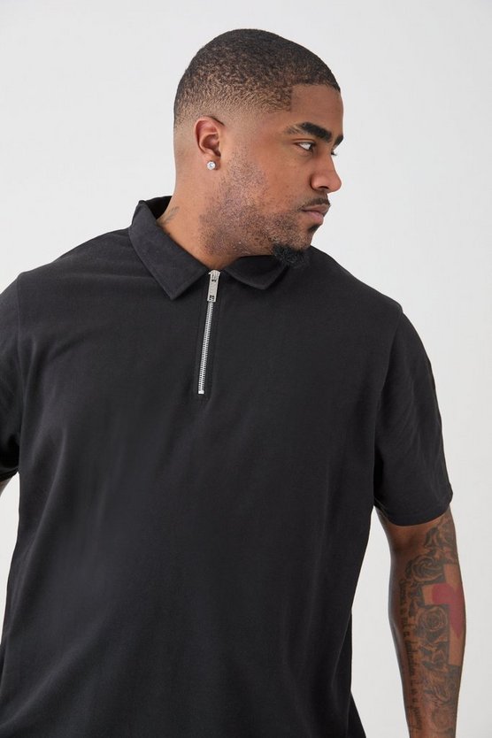 Plus Pique Poloshirt mit 1/4 Reißverschluss