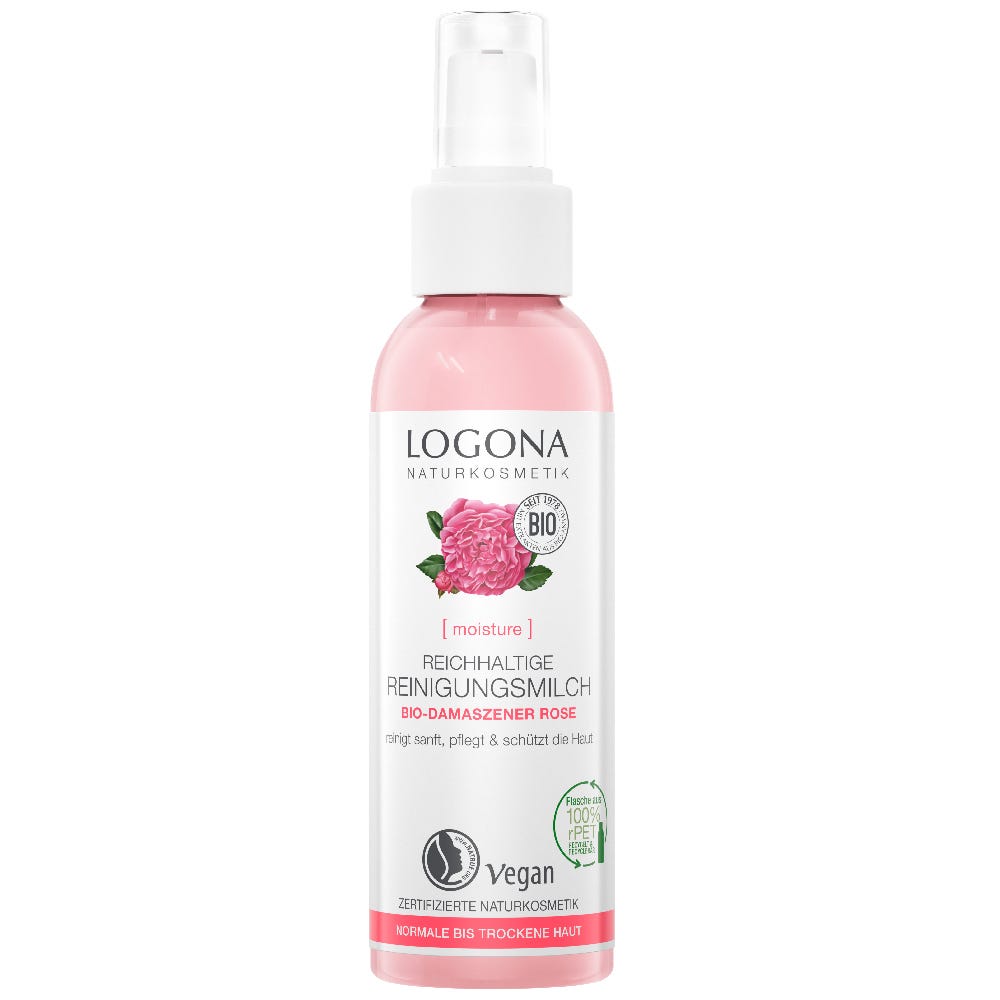 LOGONA Reichhaltige Reinigungsmilch Bio-Damaszener Rose 125 ml