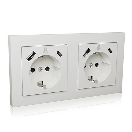ICY BOX IB-MPS4200W-PD, Unterputz Steckdosenset mit USB PD Ladefunktion