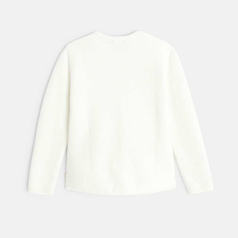 Gilet côtelé boutonné blanc fille