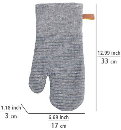 WENKO Topfhandschuhe Ada Stripes, (Set, 2-tlg), mit Baumwollinnenseite, 1 Paar, grau