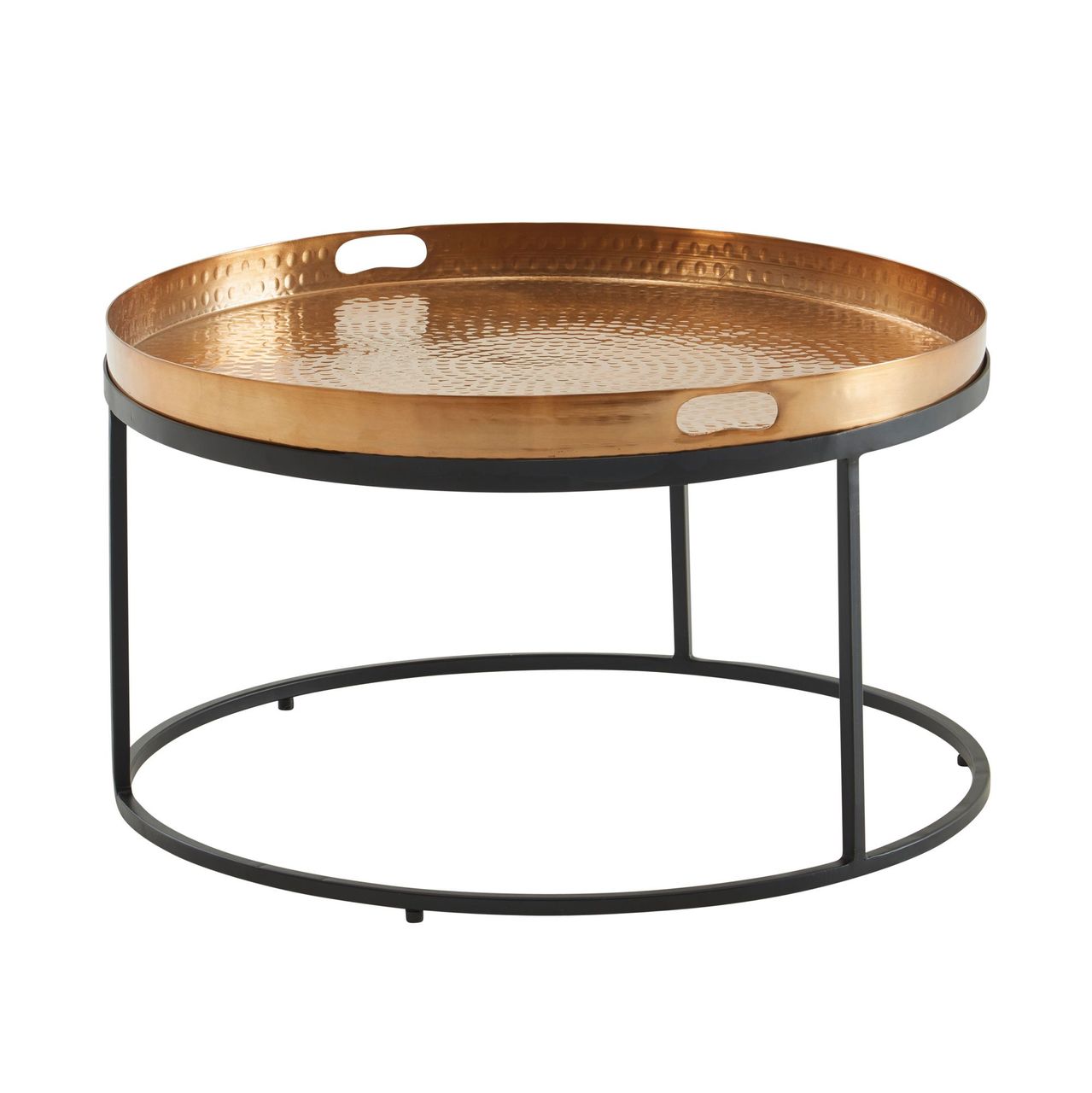 Skyport WOHNLING Couchtisch Metall Hammerschlag Sofatisch Ø 62 cm Wohnzimmertisch Gold