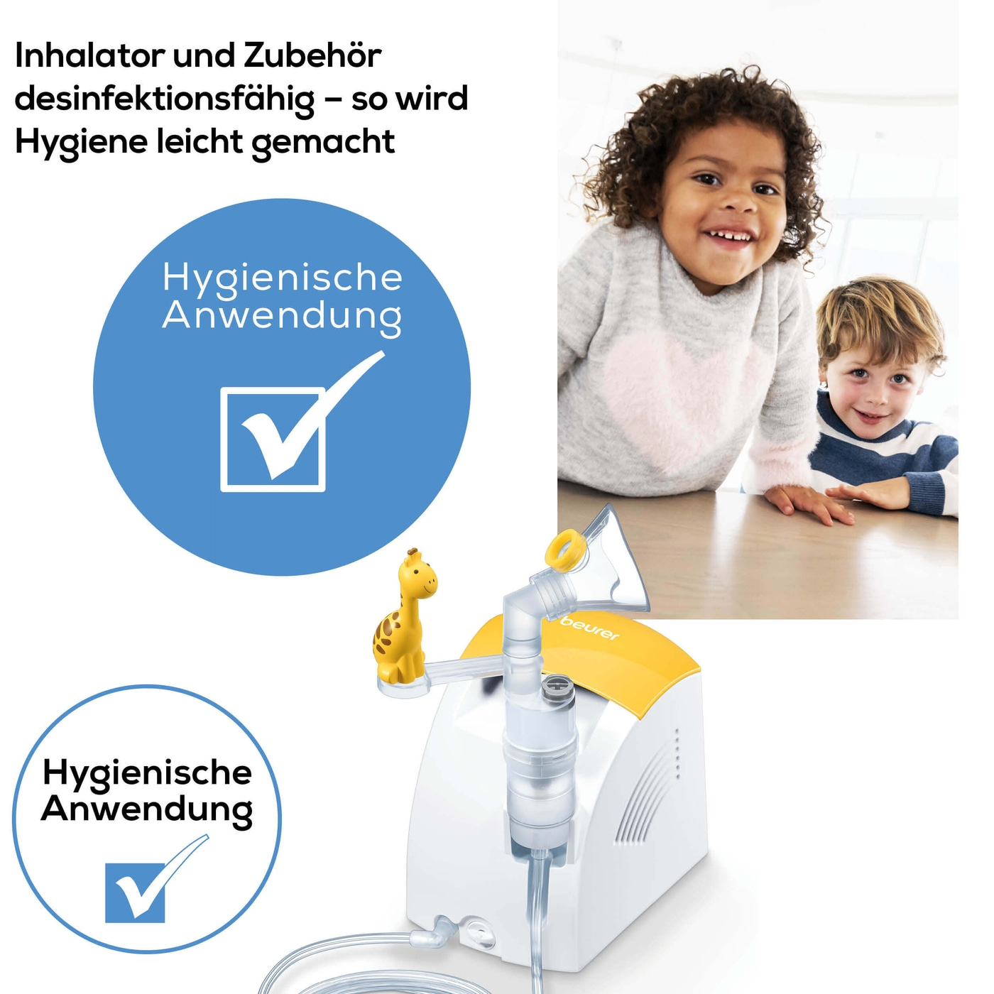 Beurer Inhalator IH 26 Kids-Kinder Inhalator mit Kompressor-Drucklufttechnologie inkl. Zubehör zum Spielen