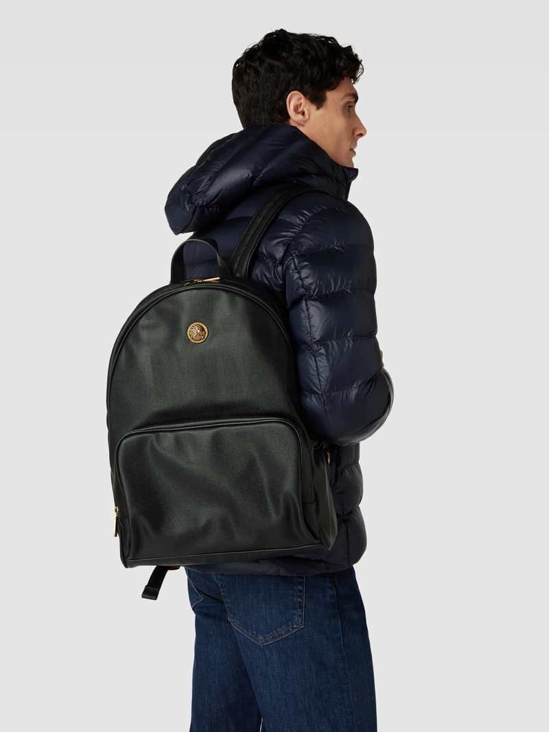 Rucksack mit Label-Applikation Modell 'KING' in schwarz