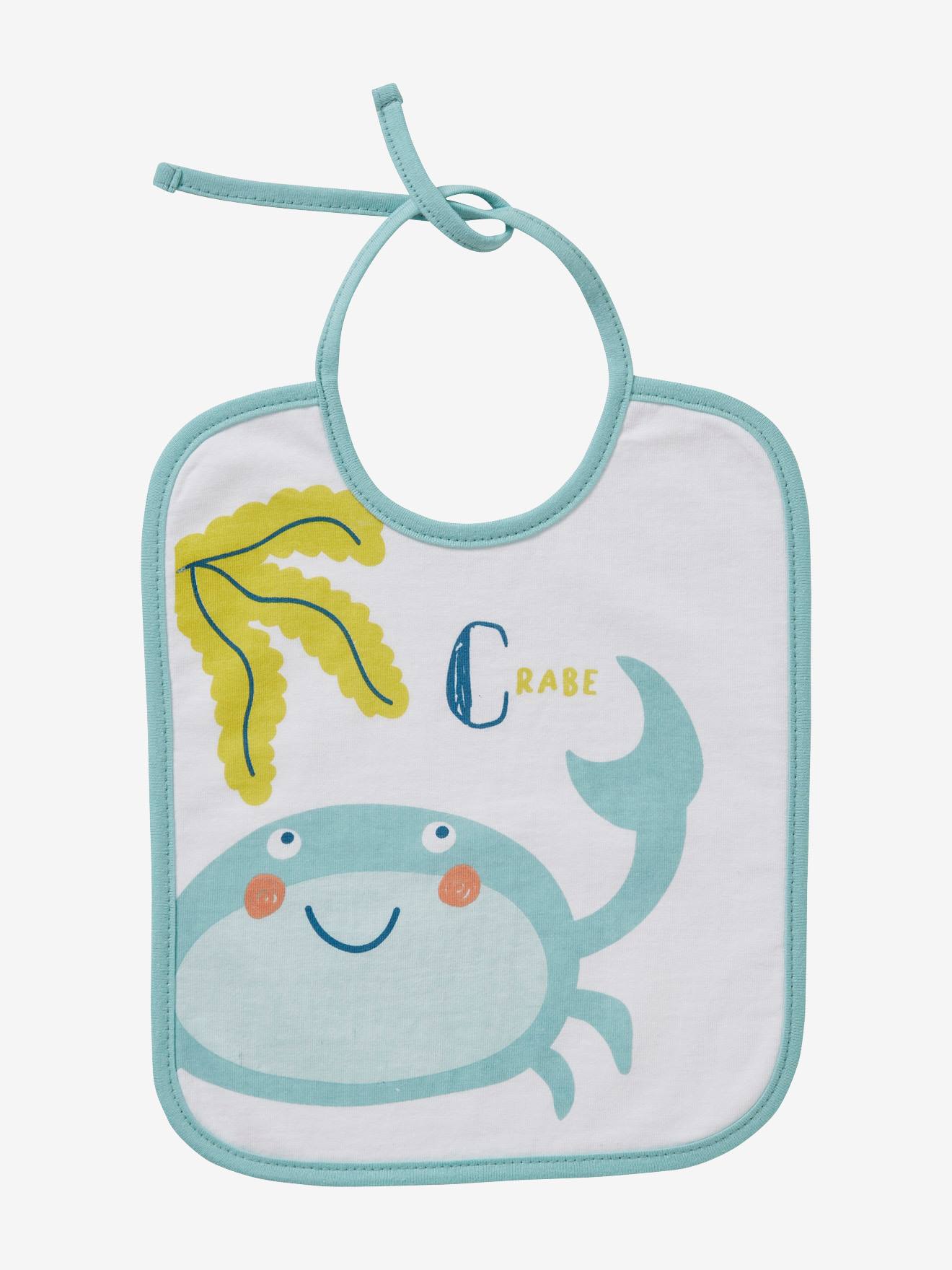 Lot de 7 bavoirs bébé imprimés fond blanc