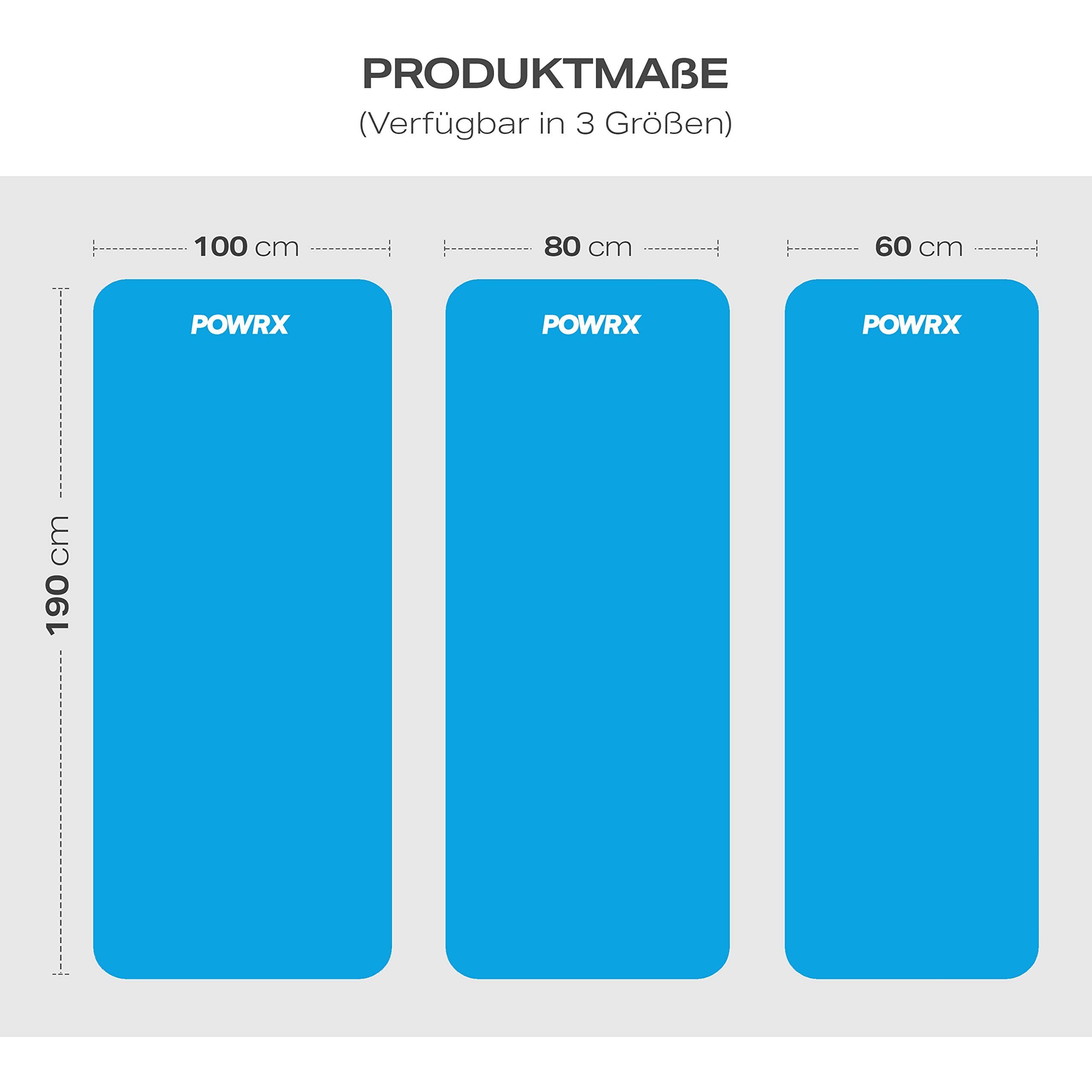POWRX Yogamatte Gymnastik- & Yogamatte (Blau, 190x60x1cm) inkl. Tragegurt + Tasche, Blau 190 X 60 X 1 Cm