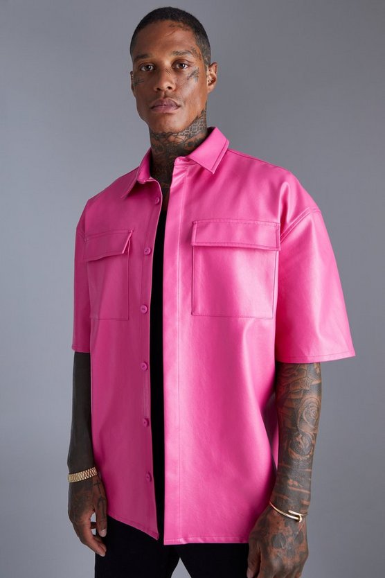 Kastiges Oversize PU-Hemd