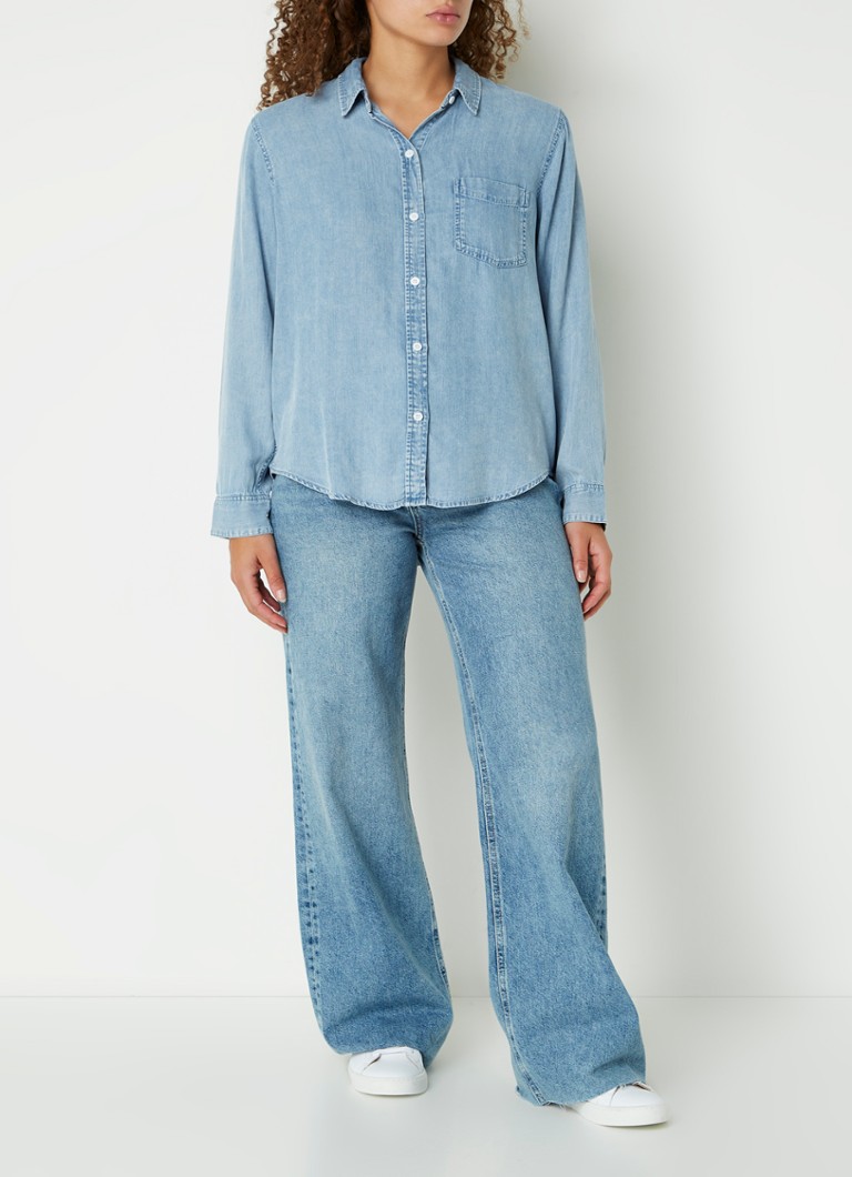 Blusa Rails Ingrid em chambray com bolso no peito