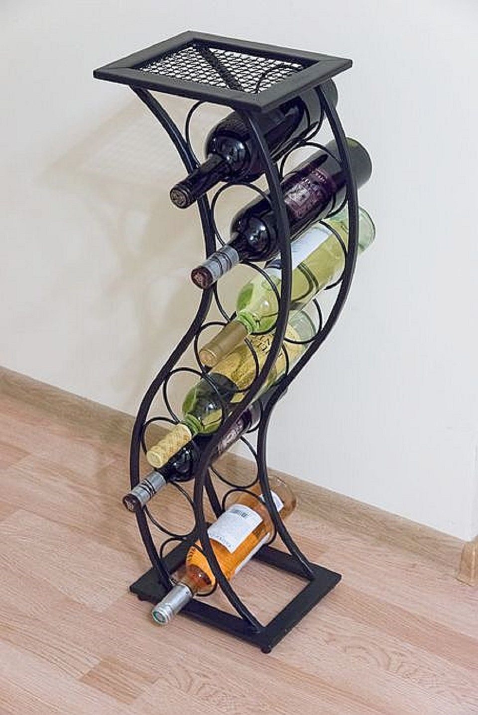DanDiBo Weinregal Weinregal aus Metall Schwarz Blumensäule Flaschenständer Elegance 80 cm Flaschenhalter Blumenständer
