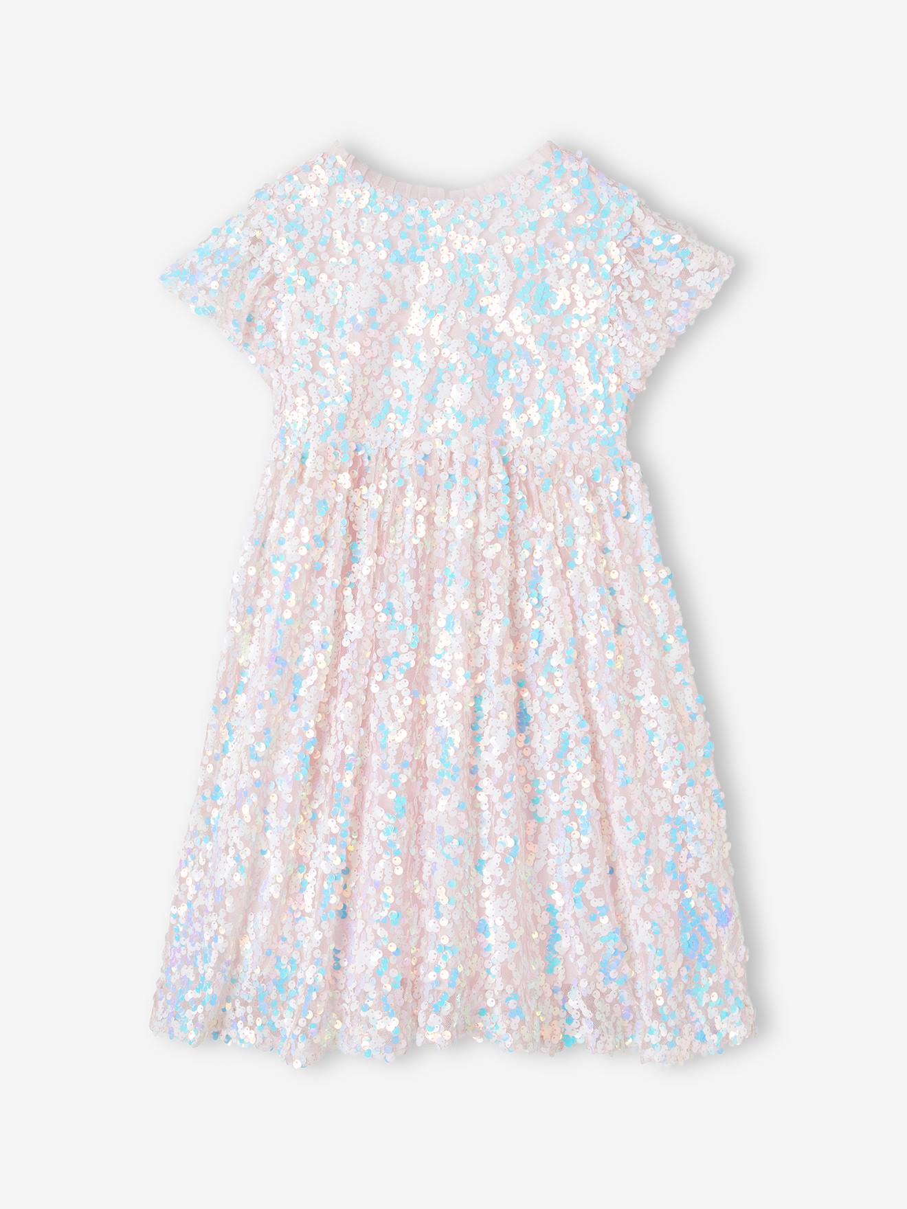 Vertbaudet Festliches Mädchen Kleid mit Pailletten - rosa schimmernd