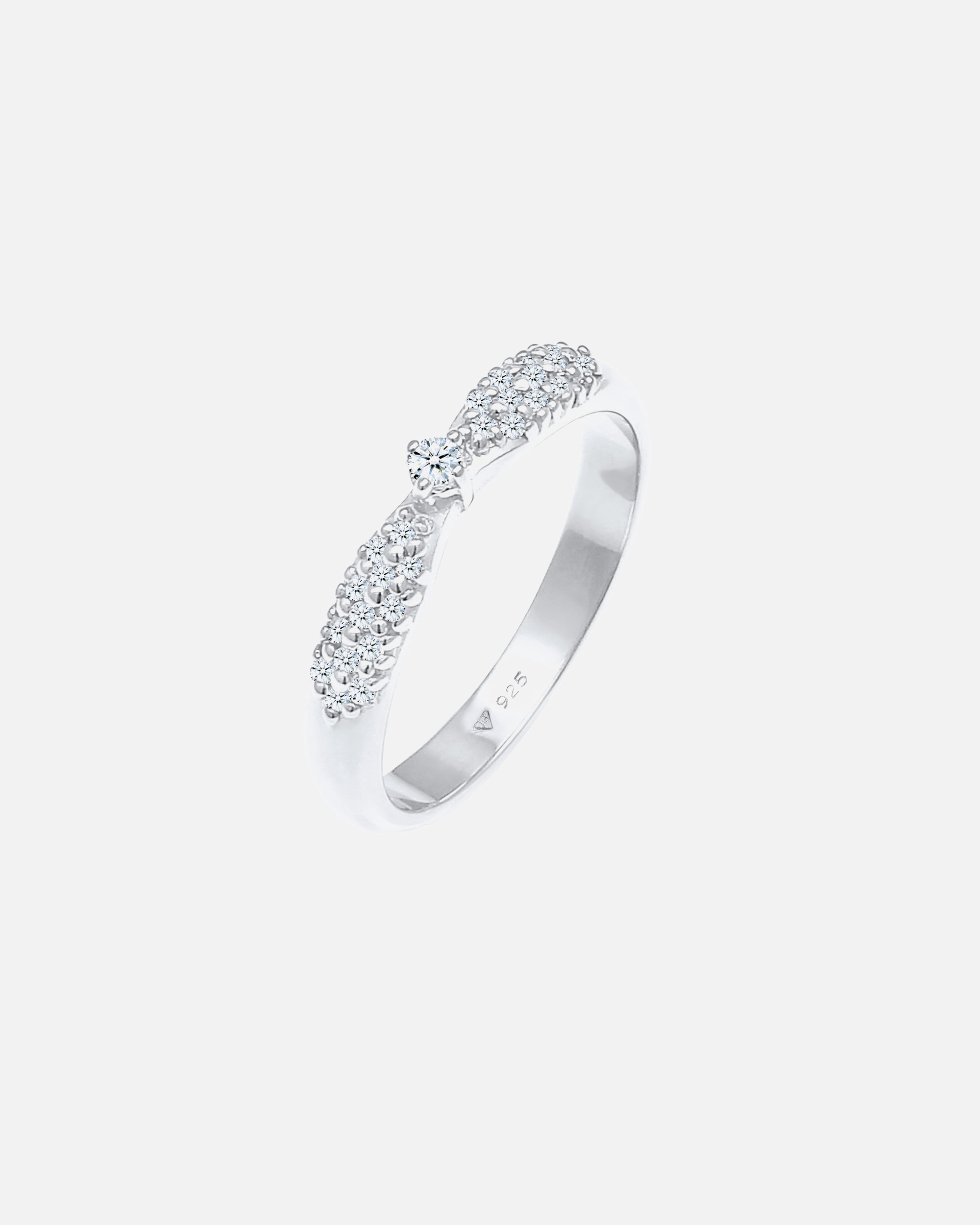 Inel de logodnă Elli DIAMONDS pentru femei, elegant, cu diamant (0,16 ct) din argint sterling 925 placat cu aur