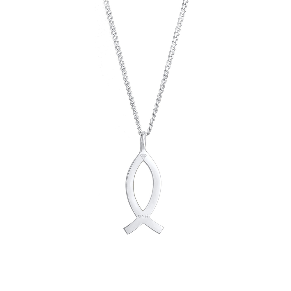 Elli Elli Collier Poisson Pendentif Réligion Connexion Collier Enfant - (925/1000) Arg collier