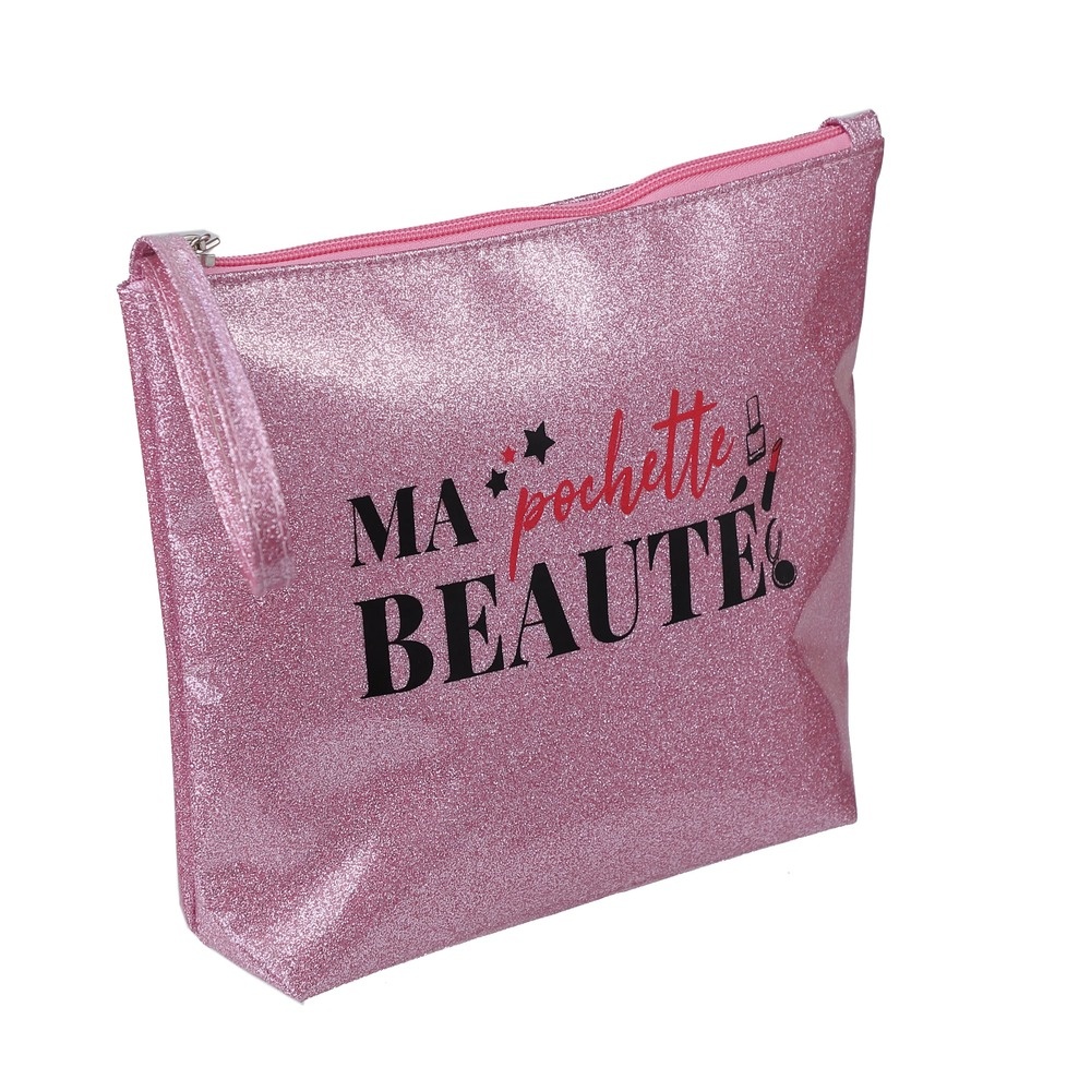 takecare Trousse de toilette rose à paillettes Des P'tits Trucs pour me faire une beauté Trousses de voyage