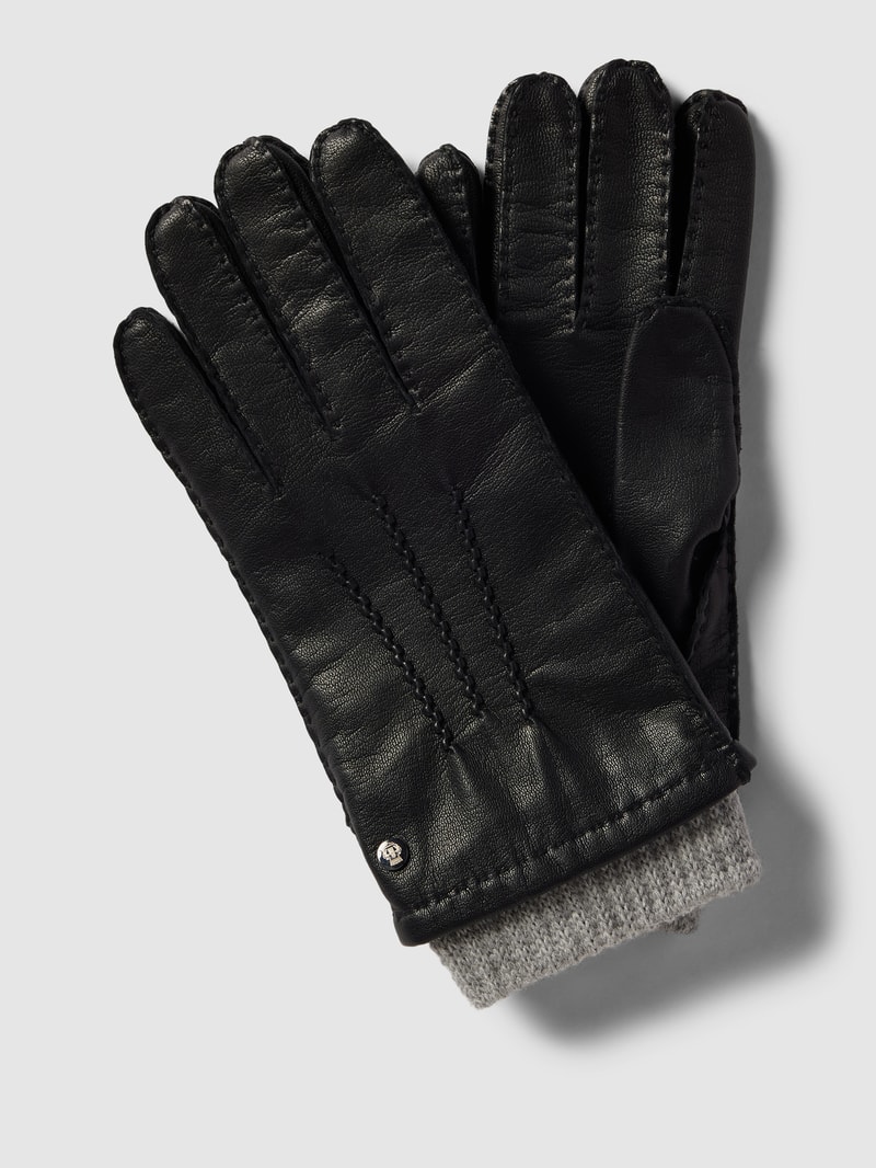Handschuhe mit Label-Detail in schwarz