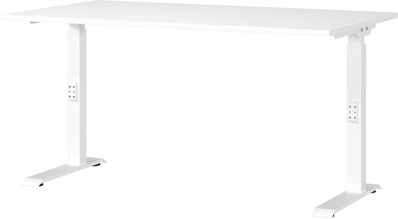 GERMANIA Sitz-Stehschreibtisch Metall, Spanplatte Weiß C-Fuß 1.400 x 800 x 910 mm