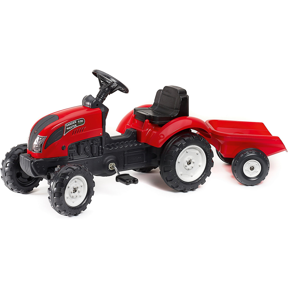 Trettraktor mit Hänger, rot