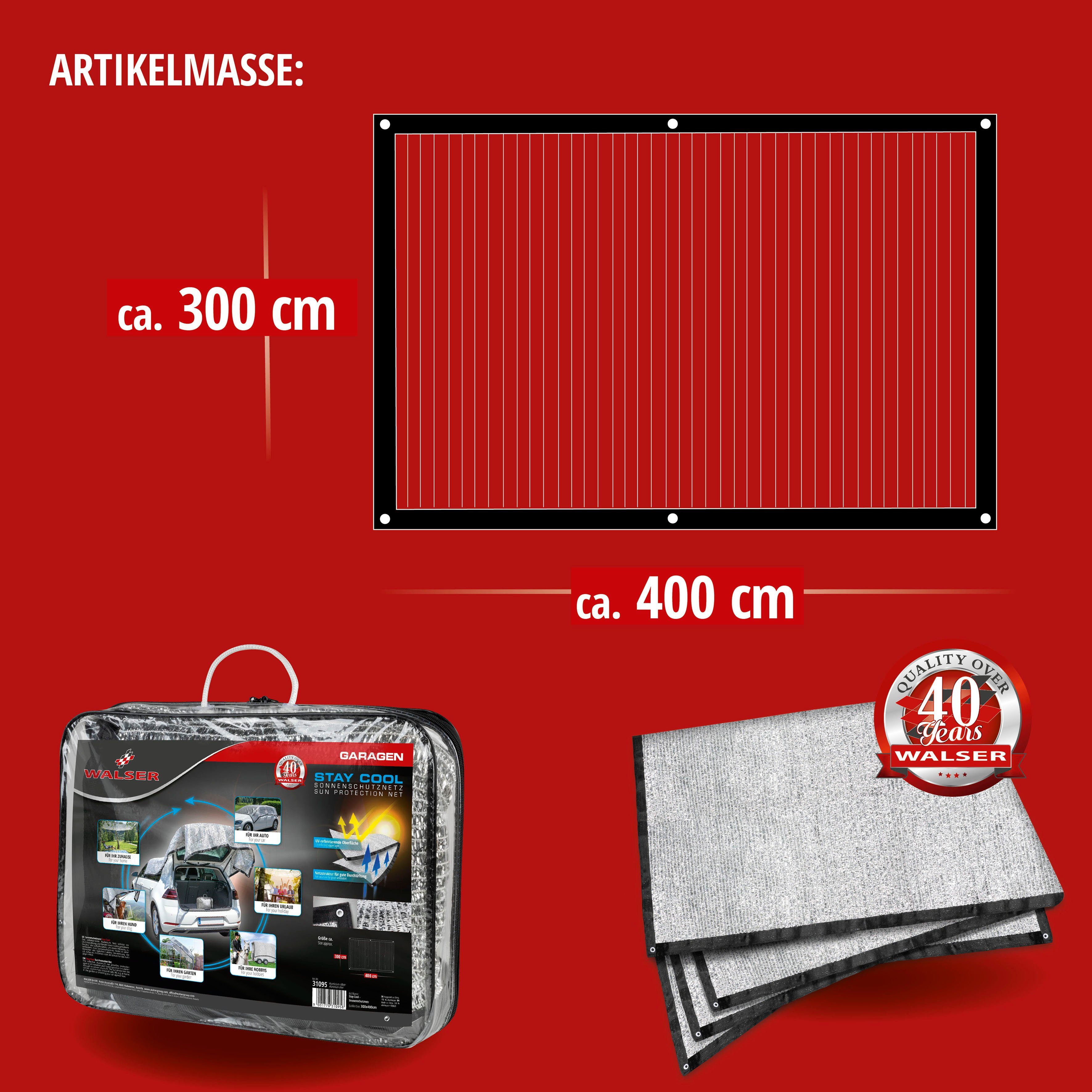 WALSER Autosonnenschutz Netz Stay Cool, 400 x 300 cm, 3 x 4 Meter
