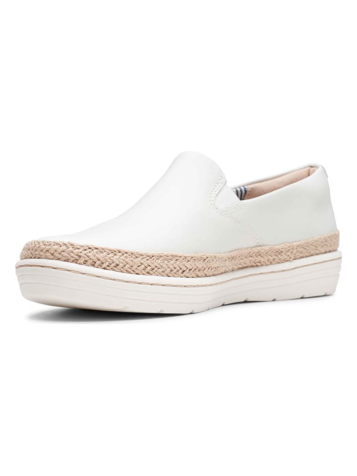 Clarks Leder-Slipper in Weiß günstig kaufen