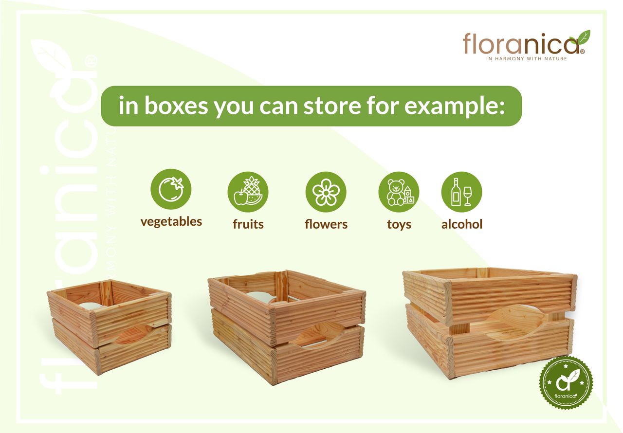 Pemicont Floranica Holzkiste Lärche Natur 3er Set Gartendeko Aufbewahrungsboxen Obstkisten Blumentopf Holz Kiste Spielzeugkiste