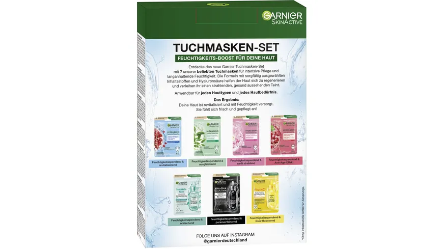Garnier SkinActive Tuchmasken-Set Feuchtigkeits-Boost für deine Haut