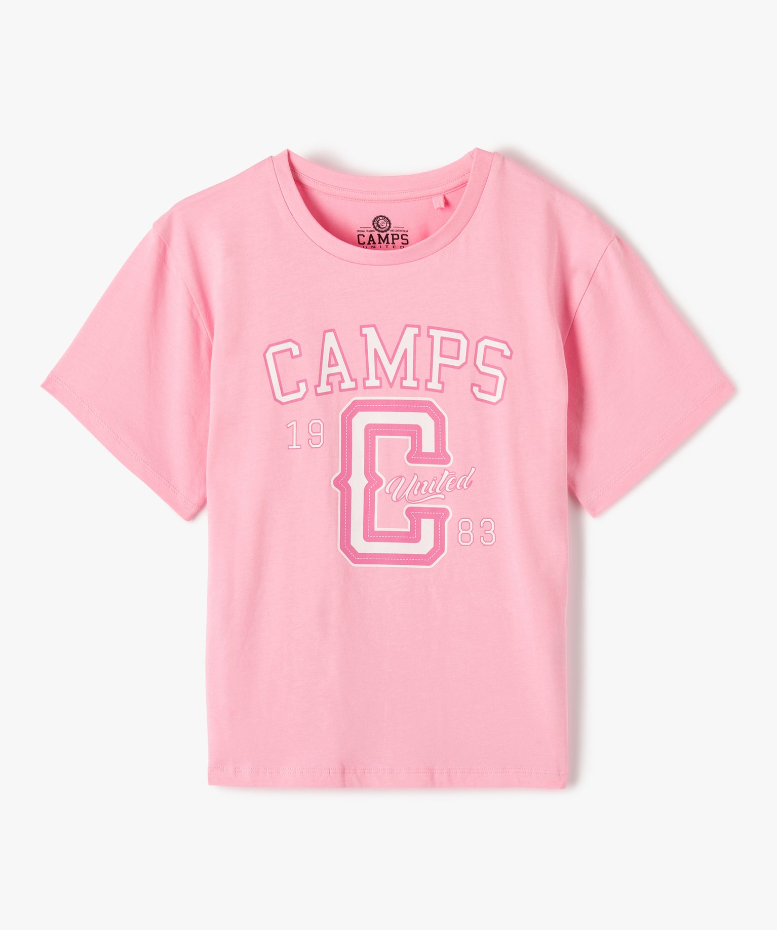 Tee-shirt fille coupe large avec inscription - Camps United rose | GEMO