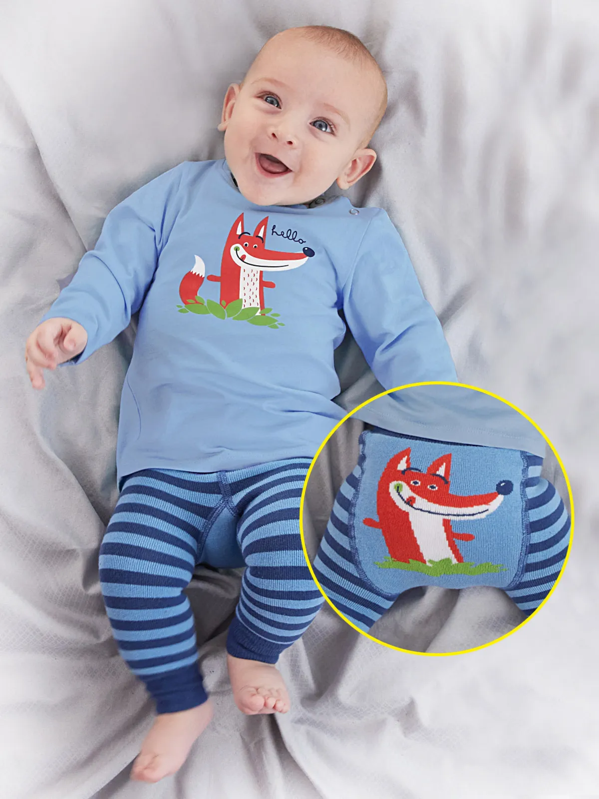 Denokids  Tilki Baby-Jungen-T-Shirt-Strumpfhosen-Set