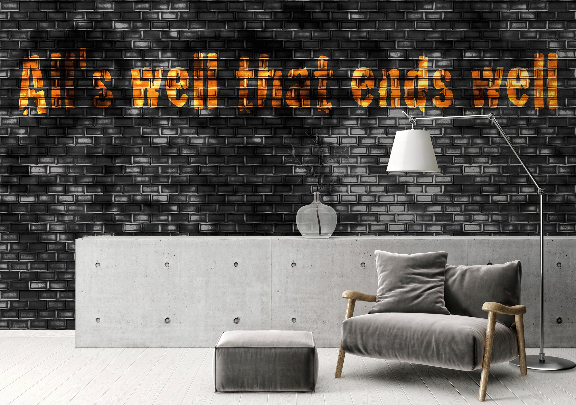 Architects Paper Fototapete Atelier 47 Black Tiles, glatt, Steinoptik, mit Schrift, (5 St), Vlies, Wand, Schräge, Decke